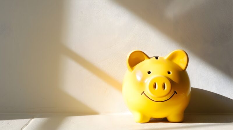 Bright yellow piggy bank on a sunlit surface, symbolizing financial wellness and the importance of building a healthier financial future through smart financial planning and wealth management.